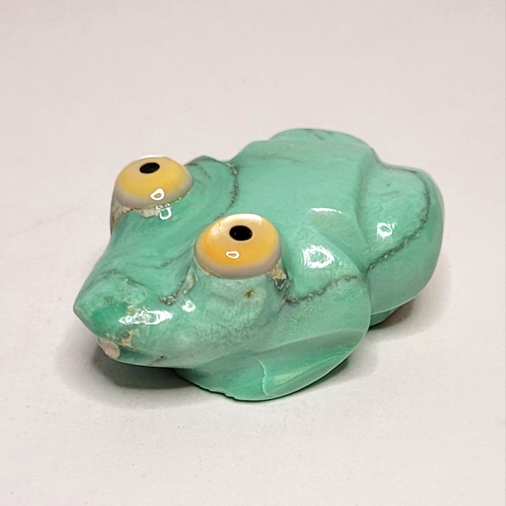 Carved Green Varicite Stone Frog Vintage Fetish